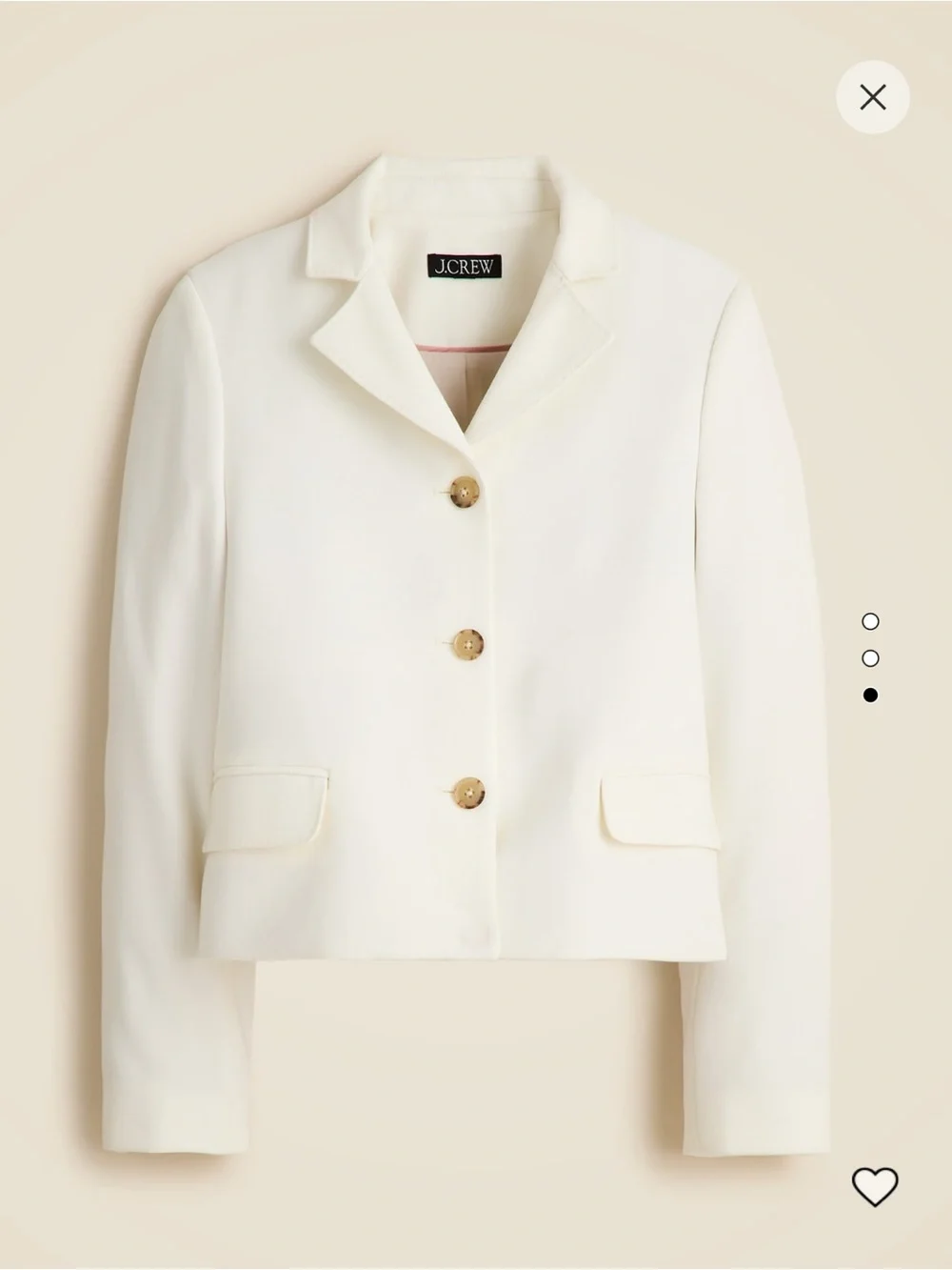 J. Crew Cropped Lady Blazer in four seasons stretch ivory size 10 women’s